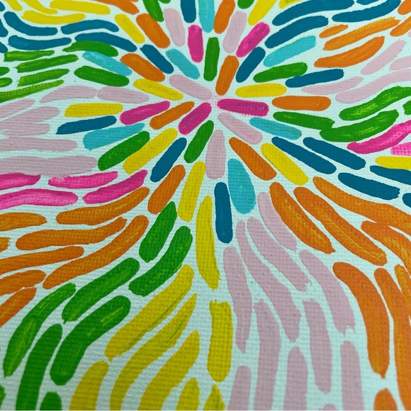 🎉🎉🌈 ORIGINAL Squiggle Rainbow Explosion Painting 10”x10” Vivid Bright Colors - Picture 3 of 5